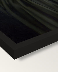 Girolamo Benivieni by Ghirlandaio framed print, corner close-up: black moulding, mitred, the print set just below its edge
