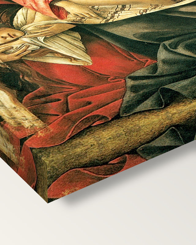 Lamentation by Sandro Botticelli on stretched canvas, corner close-up: the painting mirror-wrapped round the sides