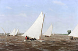 Sailboats Racing on the Delaware by Thomas Eakins: white-sailed boats on a choppy brown river under a pale blue sky