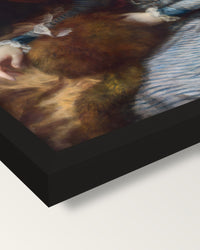 Mrs Siddons by Thomas Gainsborough framed print, corner close-up: black moulding, mitred, the print set just below its edge