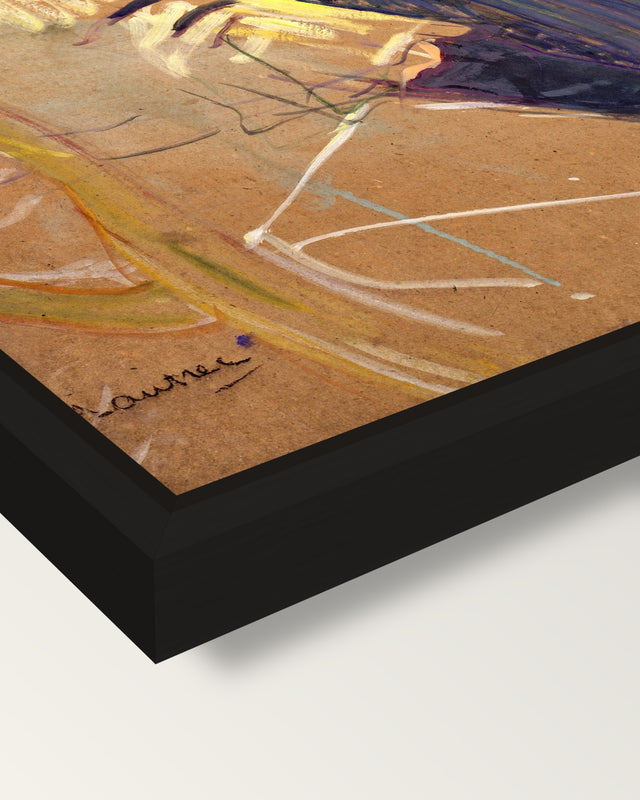 The Englishman framed canvas, corner close-up: a black floating frame with a shadow gap round the canvas