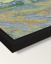 Asylum and Chapel of Saint-Rémy framed canvas, corner close-up: a black floating frame with a shadow gap round the canvas