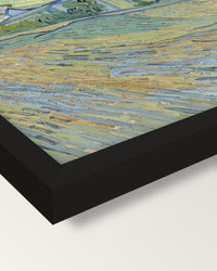 Asylum and Chapel of Saint-Rémy framed print, corner close-up: black moulding, mitred, the print set just below its edge