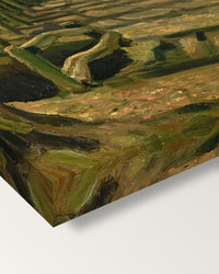 Avenue of Poplars in Autumn by van Gogh on stretched canvas, corner close-up: the painting mirror-wrapped round the sides