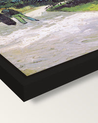Couple in the Park, Arles framed canvas, corner close-up: a black floating frame with a shadow gap round the canvas