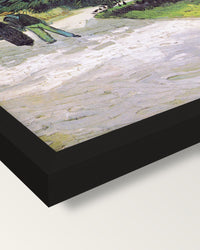 Couple in the Park, Arles framed print, corner close-up: black moulding, mitred, the print set just below its edge