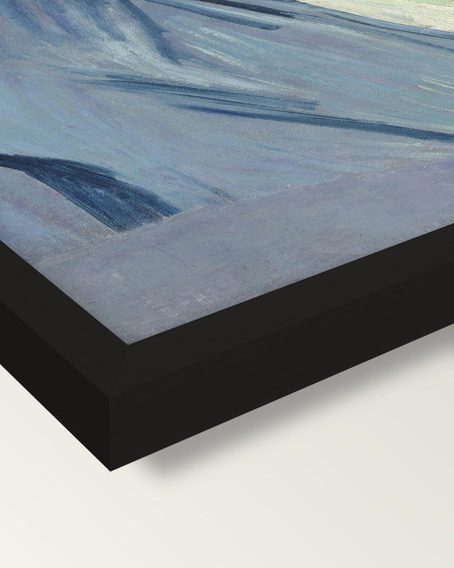 An Old Woman of Arles by van Gogh framed print, corner close-up: black moulding, mitred, the print set just below its edge