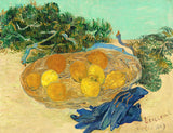 Oranges and Lemons with Blue Gloves by Vincent van Gogh: a basket of oranges and lemons beside blue gloves