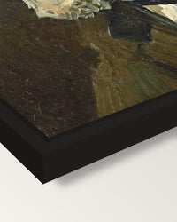 Portrait of an Old Man by van Gogh framed canvas, corner close-up: a black floating frame with a shadow gap round the canvas