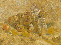 Quinces, Lemons, Pears and Grapes by Vincent van Gogh: yellow fruit and pale grapes heaped on a yellow ground