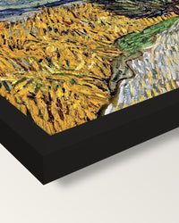 Road with Cypress and Star framed print, corner close-up: black moulding, mitred, the print set just below its edge