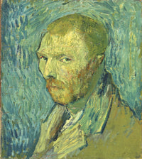 Self-Portrait by Vincent van Gogh, Oslo, 1889: the artist looking sideways, in greens and ochres with thick strokes