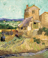 The Old Mill by Vincent van Gogh: an old stone mill with steps and a thatched shed under a turquoise sky