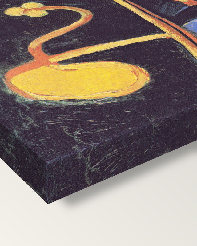 The Zouave by Vincent van Gogh on stretched canvas, corner close-up: the painting mirror-wrapped round the sides