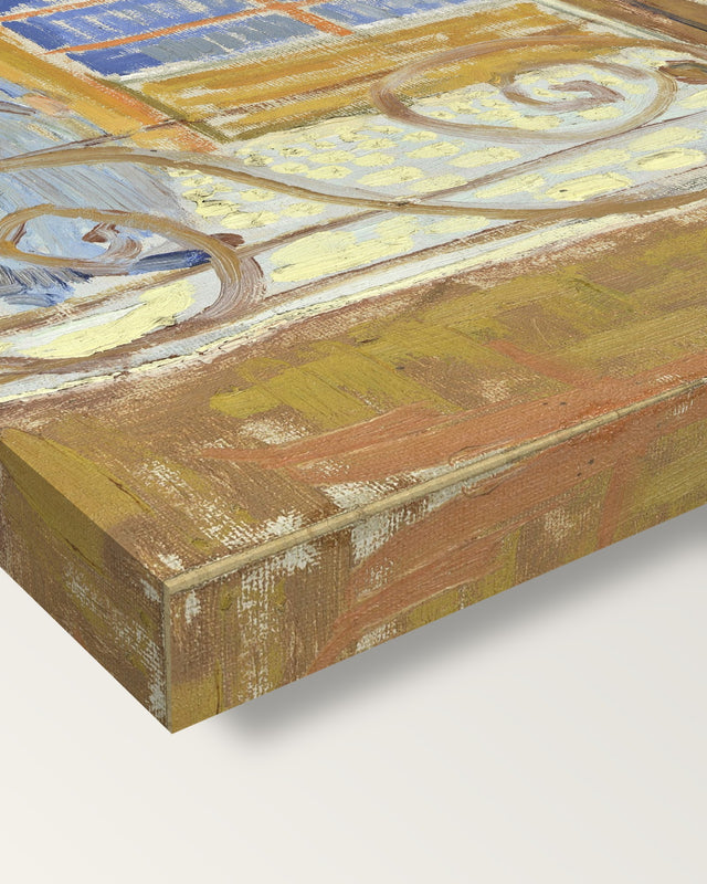 View of a Butcher’s Shop by van Gogh on stretched canvas, corner close-up: the painting mirror-wrapped round the sides