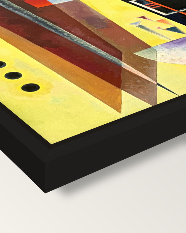 Inner Alliance by Wassily Kandinsky framed canvas, corner close-up: a black floating frame with a shadow gap round the canvas