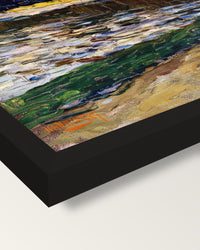Munich – English Garden by Kandinsky framed print, corner close-up: black moulding, mitred, the print set just below its edge