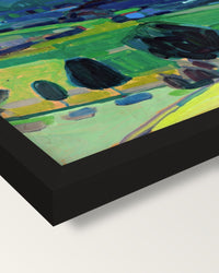 Murnau – Staffelsee by Kandinsky framed print, corner close-up: black moulding, mitred, the print set just below its edge