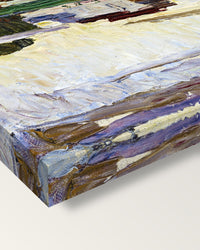 Nymphenburg by Wassily Kandinsky on stretched canvas, corner close-up: the painting mirror-wrapped round the sides