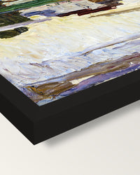 Nymphenburg by Wassily Kandinsky framed print, corner close-up: black moulding, mitred, the print set just below its edge