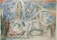 Beatrice Addressing Dante by William Blake: a veiled woman on a griffin-drawn chariot amid swirling figures and colour