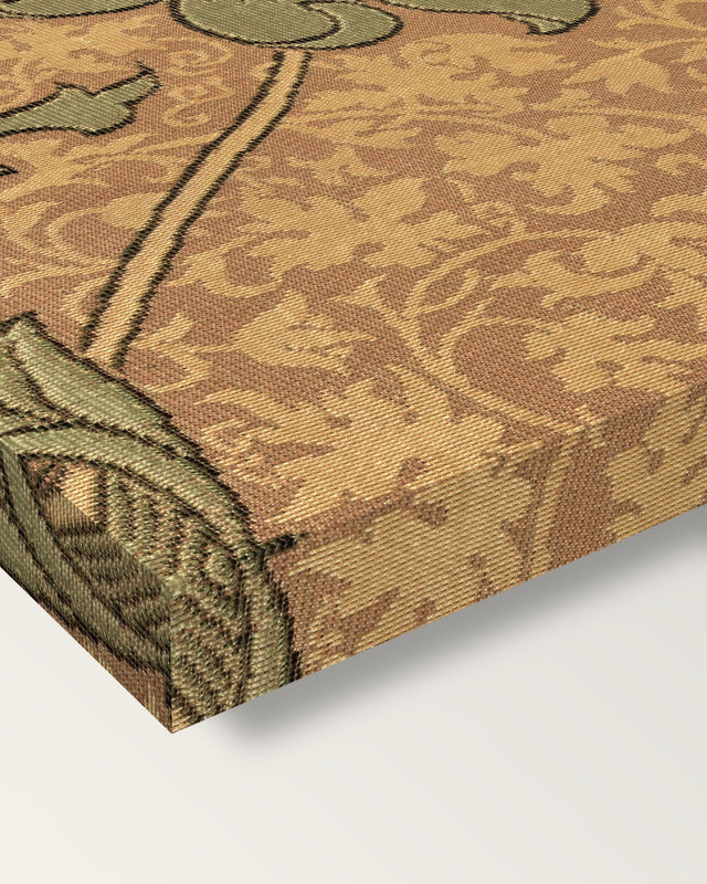 Kennet by William Morris on stretched canvas, corner close-up: the painting mirror-wrapped round the sides
