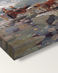 Mount Washington by Winslow Homer on stretched canvas, corner close-up: the painting mirror-wrapped round the sides